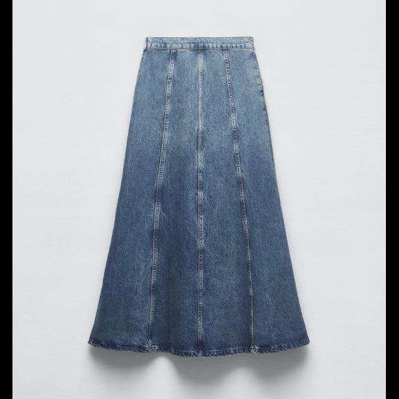 NWT ZARA ZW LONG DENIM SKIRT - Picture 14 of 15